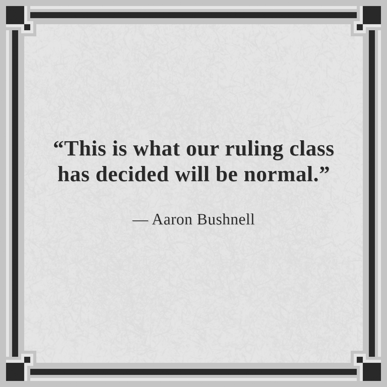 “This is what our ruling class has decided will be normal.”

— Aaron Bushnell